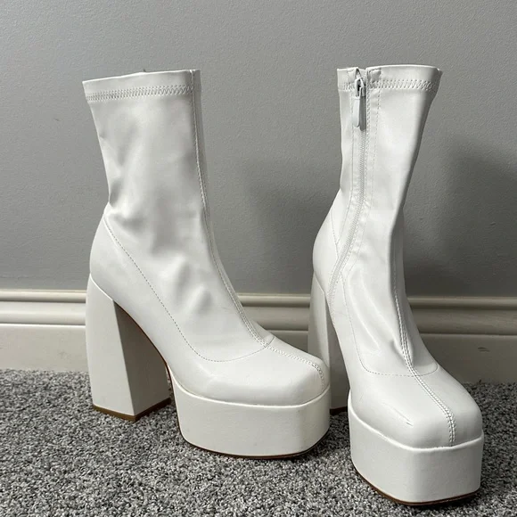 White Platform Ankle Boots - Picture 2 of 2